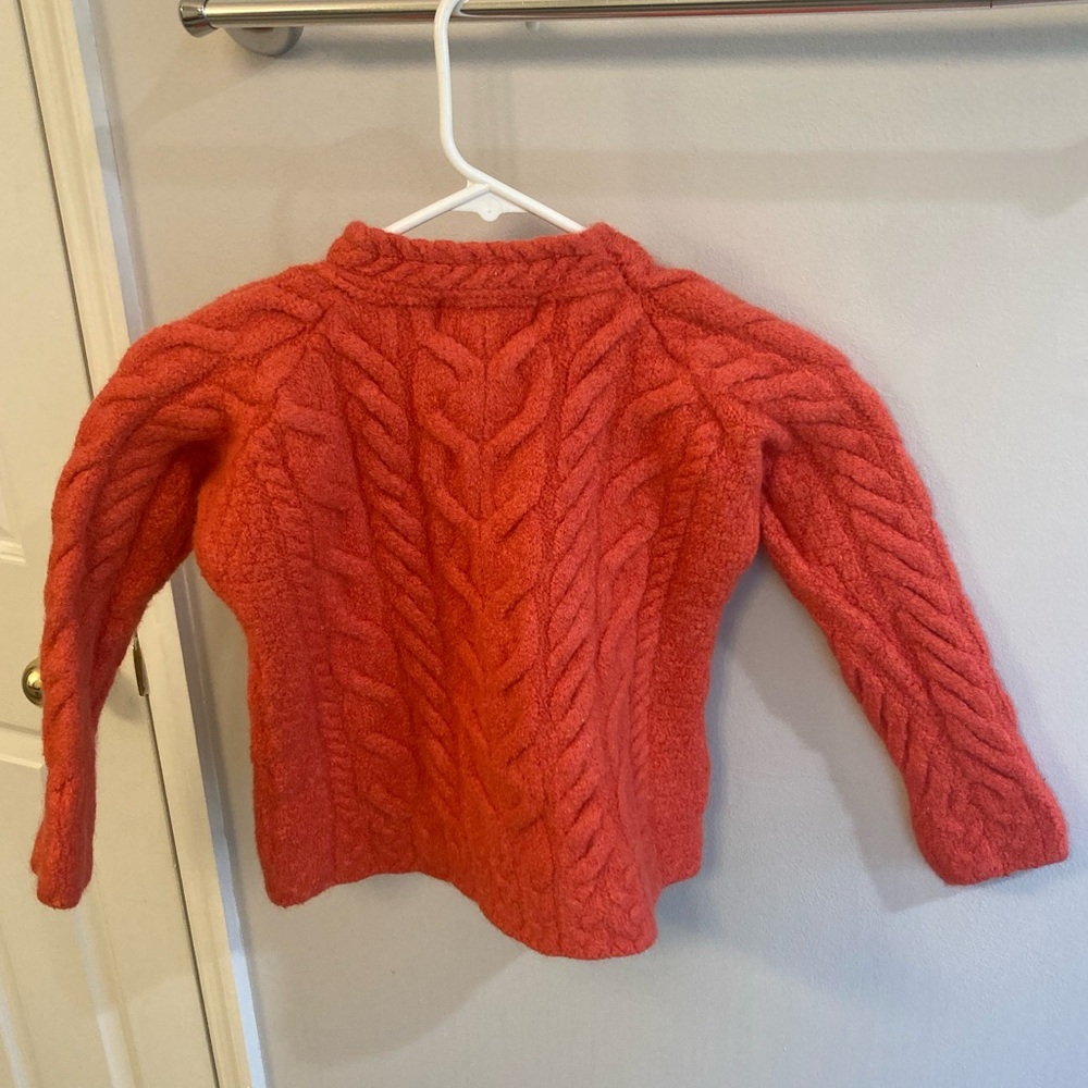 Aran Sweater market Irish 100% virgin wool coral cabled cable knit sweater small - Picture 4 of 4